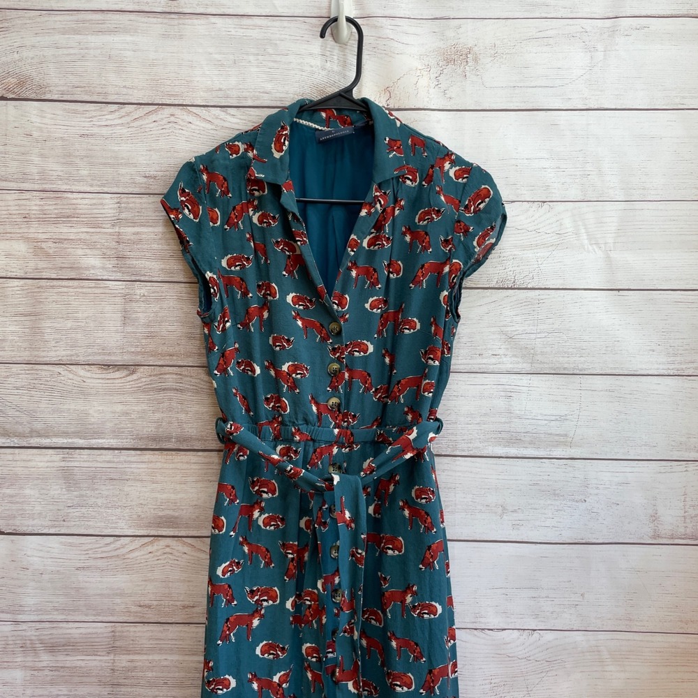 MAEVE ANTHROPOLOGIE CATHERINE FOX PRINT DRESS - Picture 3 of 8